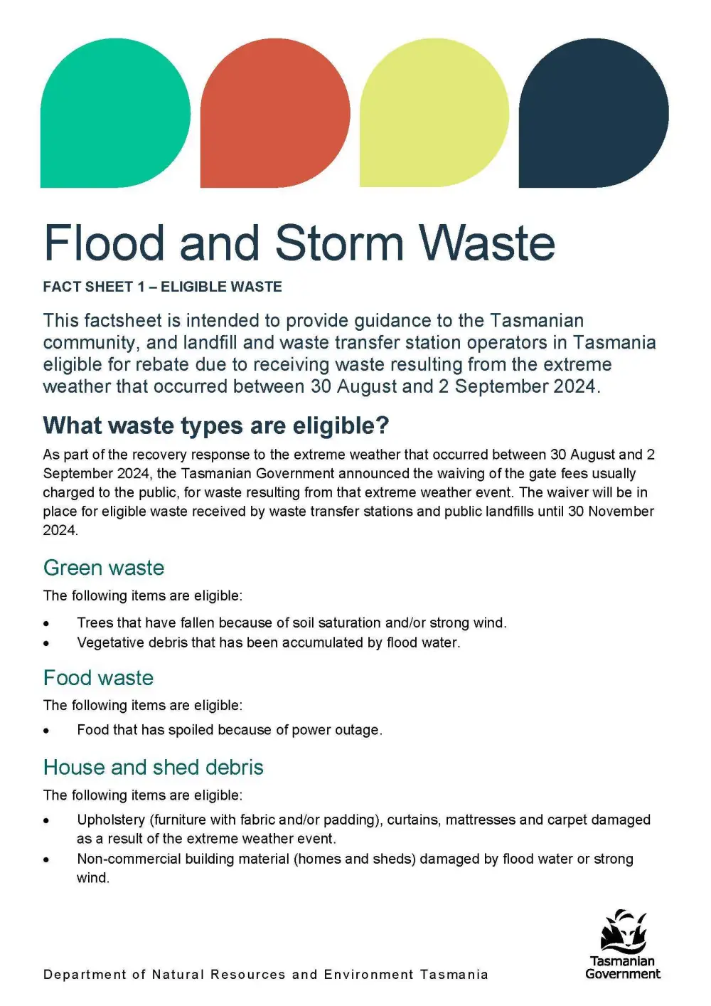 FACTSHEET 1 Eligible Flood and Storm Waste Page 1