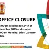 Christmas/New Year's Closures